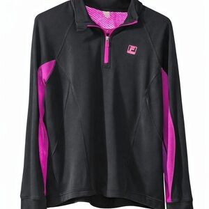 FILA Black Pullover with Pink Accents. EUC.